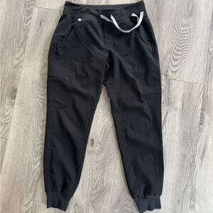 Figs Women’s Black Joggers with Gray Drawstring